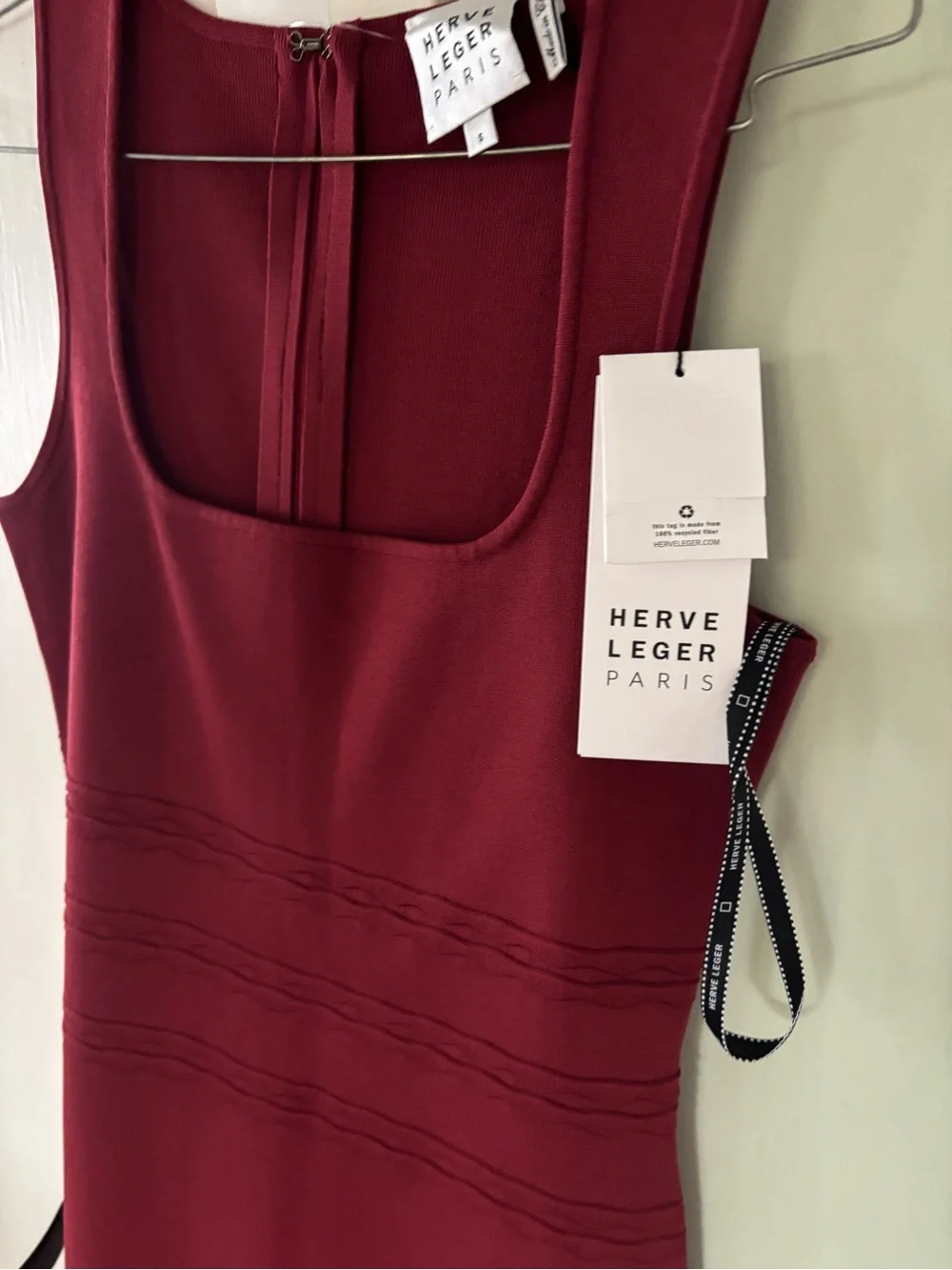 Herve Leger Sleeveless Wine Midi Dress - Picture 9 of 14